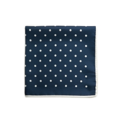 Navy Silk Polka Dot Pocket Square